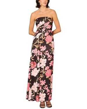 Aidan Mattox Crepe Back Satin Long Dress - White