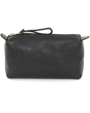 Il Bisonte Classic Leather Zip Pouch - Black