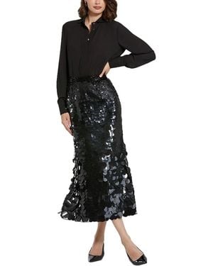 Mac Duggal Paillette Sequin Midi Skirt - Black
