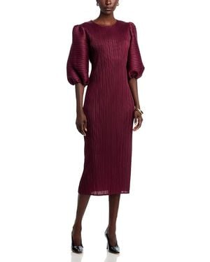 Nancy Yang Puff Sleeve Crinkled Dress - Purple