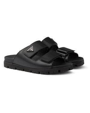 Prada Leather Strap Sandals - Black