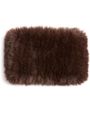 Surell Rex Rabbit Faux Fur Knit Headband - Brown