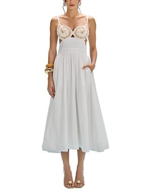 PATBO Seaweed Shell Embroidered Midi Dress - Gray