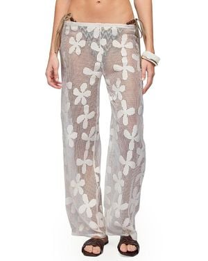 Edikted Candace Floral Texured Sheer Pants - Natural