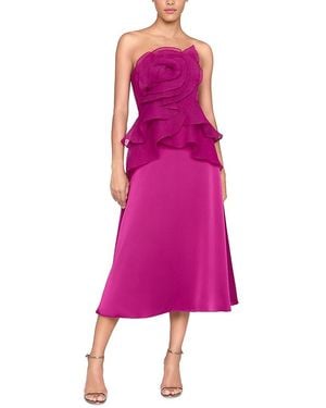 THEIA Victoria Strapless Rosette Dress - Pink