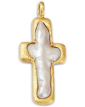 Jorge Adeler 18K Sea Cultured Baroque Pearl Cross Pendant Enhancer - Metallic
