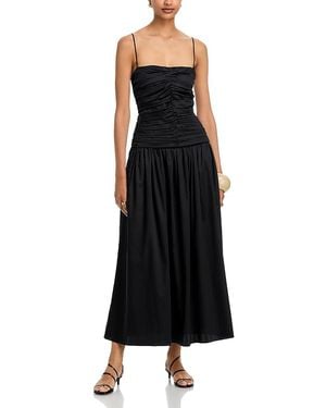 TOVE Amina Cotton Ruched Bodice Midi Dress - Black