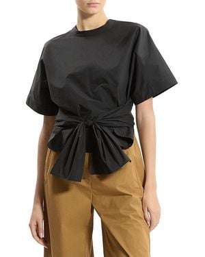 Theory Boxy Tie Front Top - Black