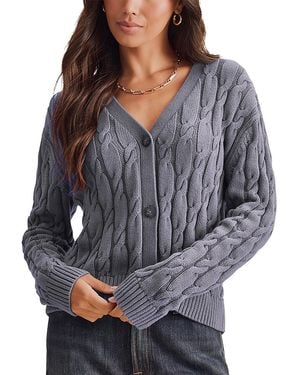 Splendid Rubi Cable Knit Cardigan Sweater - Gray