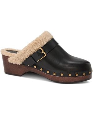 PAIGE Helena Studded Buckled Mules - Brown