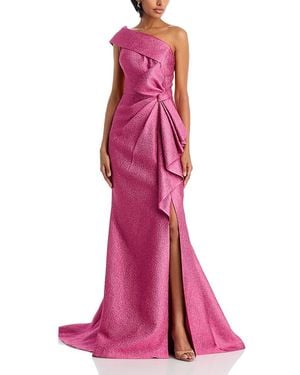 Teri Jon One Shoulder Textured Gown - Pink