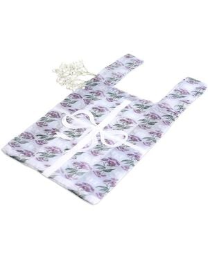 Brigitte Tanaka Sac Paquet Cadeau Floral Embroidered Sheer Nylon Organza Tote - Blue