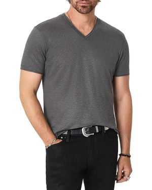 John Varvatos Wooster Linen V Neck T-Shirt - Gray