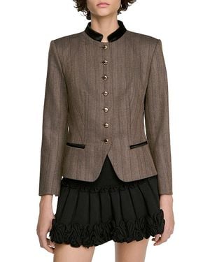 Sandro Sixtine Band Collar Jacket - Brown