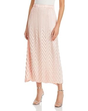 Misook Chevron Textured A Line Maxi Skirt - Pink