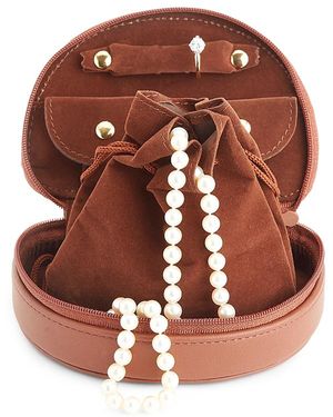 ROYCE New York Leather Jewelry Case - Brown