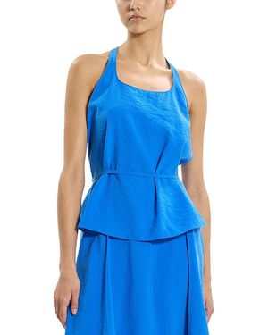 Theory Belted Silk Blend Top - Blue