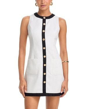 Aqua Shimmer Tweed Contrast Mini Dress - White