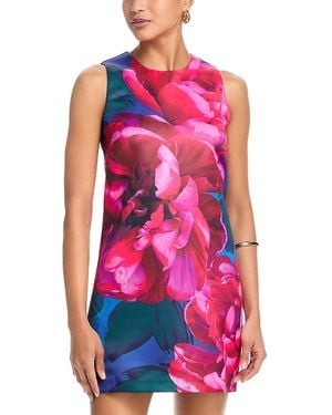 Aqua Placed Floral Shift Mini Dress - Pink