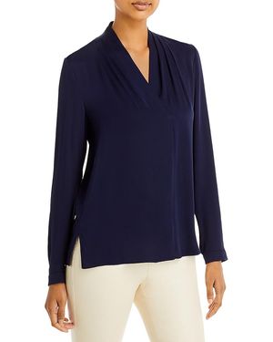 Kobi Halperin Nellie Silk-Blend Pleated Blouse - Blue