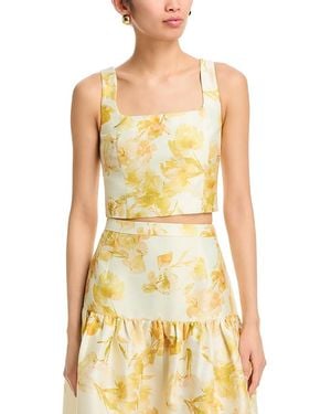 French Connection Structured Taffeta Sophie Fleur Cropped Top - Yellow
