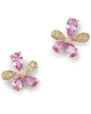 Bloomingdale's Fine Collection Emerald & Diamond Flower Stud Earrings - Pink