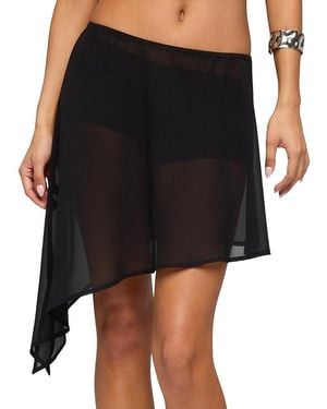 Edikted Irenah Asymmetric Sheer Chiffon Midi Skirt - Black