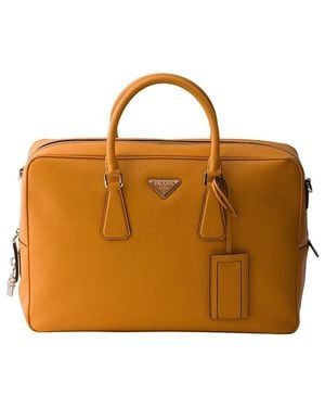 Prada Saffiano Leather Work Bag - Brown