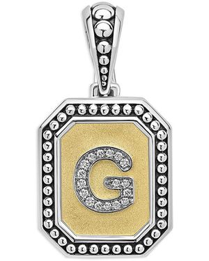 Lagos Signature Caviar Sterling & 18K Octagon Diamond A Initial Charm, 0.05 Tcw - Metallic