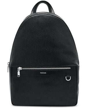 Reiss Micro Grain Leather Backpack - Black