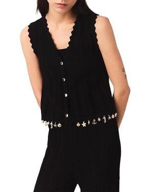 Maje Tone Embellished Knit Cardigan - Black