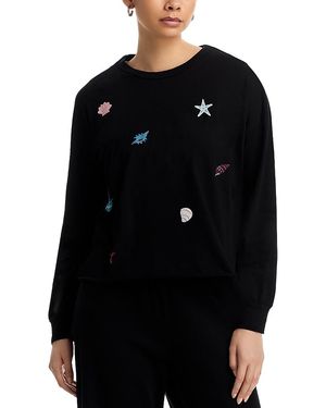 Aqua Emma Seashell Long Sleeve Tee - Black