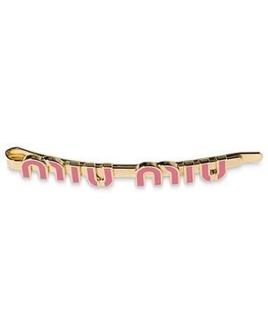 Miu Miu Enameled Metal Hair Clip - White
