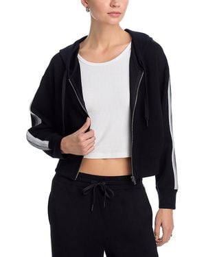 Vintage Havana Striped Cloud Fleece Zip Up Hoodie - Black