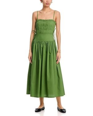 Moon River Pleated Midi Dress - Green