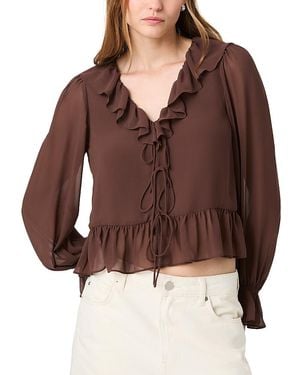 French Connection Marina Slky Chiffon Ruffle Top - Brown