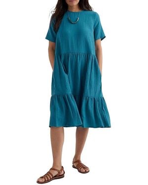 Seasalt Cornwall Pebble Comb Double Gauze Dress - Blue