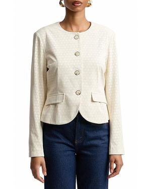 Bagatelle Faux Leather Cropped Riding Jacket - Natural
