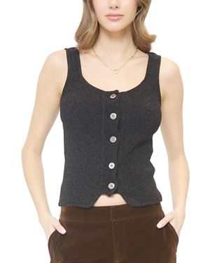 Central Park West Ember Chenille Button Up Tank - Black