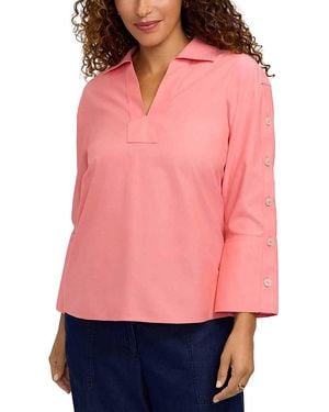 Foxcroft Lainey Poplin Top - Pink