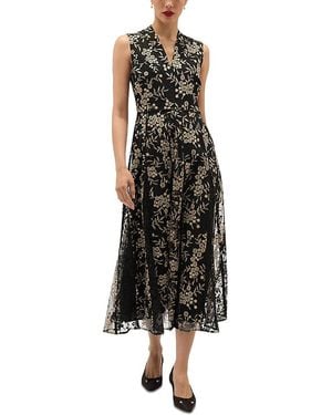 Hobbs Quin Embroidered Midi Dress - Black