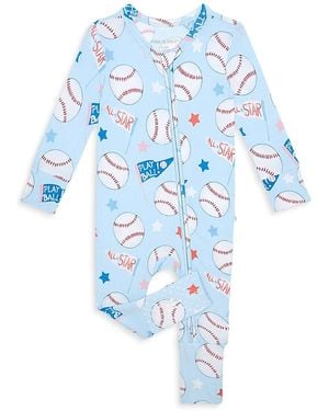 Posh Peanut Play Ball Convertible One Piece Coverall Footie - Blue