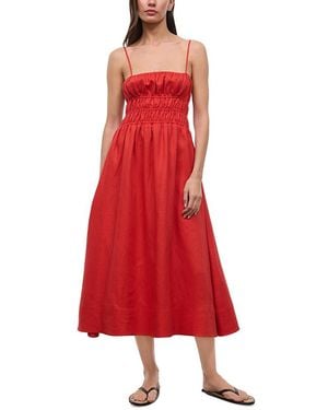 STAUD Ayla Linen Dress - Red