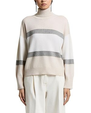 Peserico Wool Silk & Cashmere Turtleneck Sweater - White