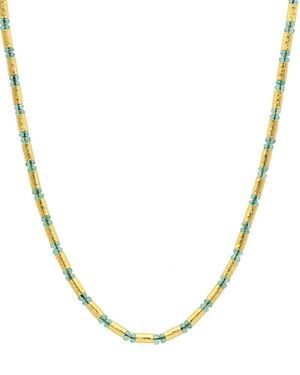 Gurhan 18K & 24K Vertigo Emerald & Diamond Accent Tube Bead Collar Necklace, 16 - Metallic