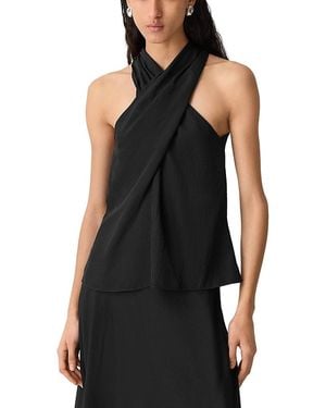 Theory Crossover Neck Sleeveless Top - Black