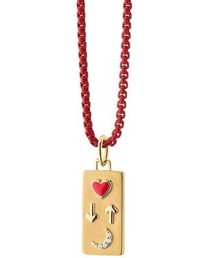 Monica Rich Kosann 18K & Steel Sun Moon & Stars Diamond & Enamel To The Moon And Back Tag Pendant Necklace, 0.02 Tcw - Metallic