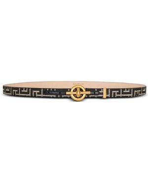 Balmain Monogram Jacquard T-Bar Belt - White
