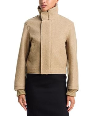 Victoria Beckham Wool Blend Bomber Jacket - Natural