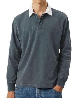 Corridor NYC Contrast Collar Long Sleeve Polo - Blue